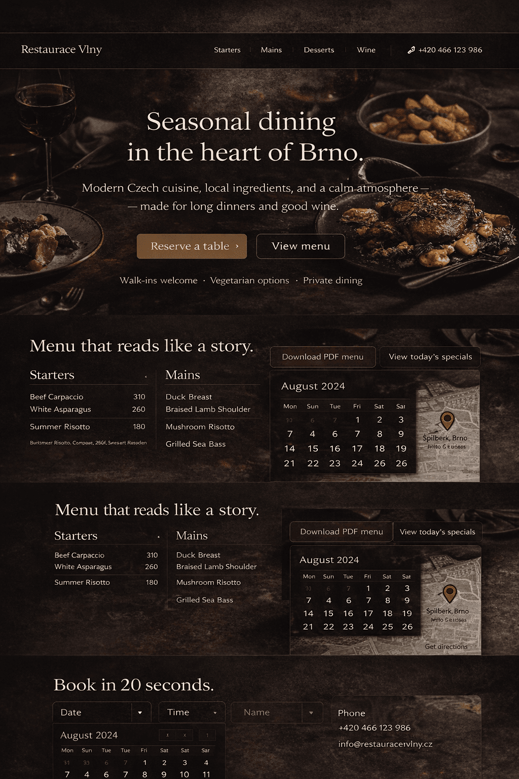 Strona restauracji Restaurace Vlny